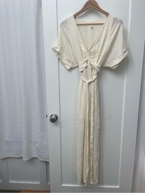 Hazel + Folk Buttercream Melody Wrap Dress Size M/L Lined Australian Maxi